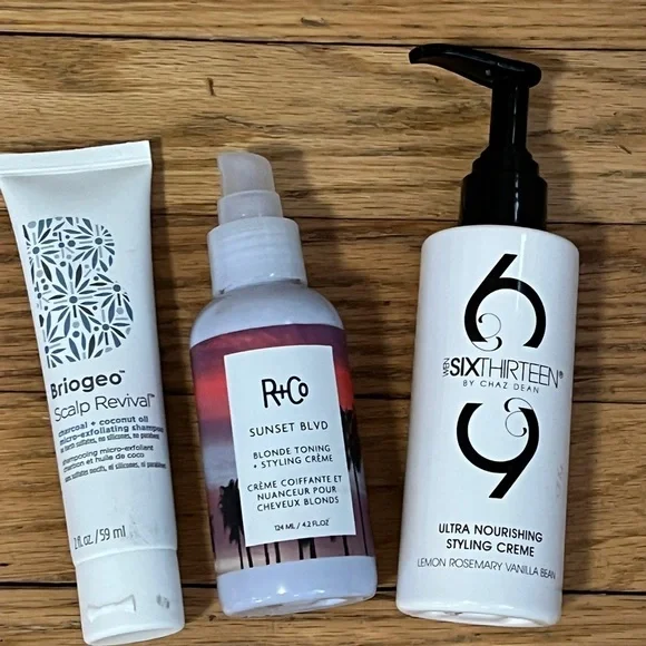 Briogeo Scalp Revival. R+Co Blonde Toning. SixThirteen Nourishing Styling Cream - Picture 2 of 3